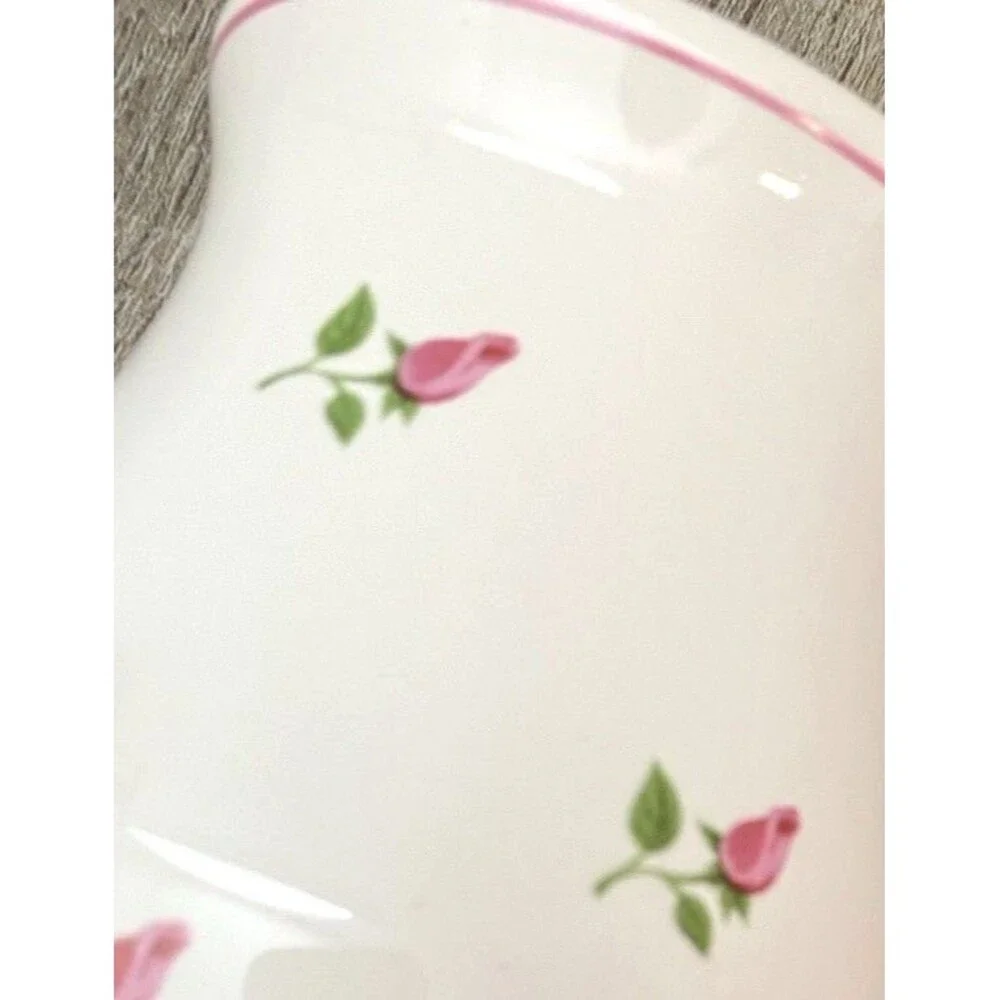 Vintage Teleflora Gift Floral Tulip Vase White Ceramic Pink Rose 5” Cottagecore - Picture 4 of 5